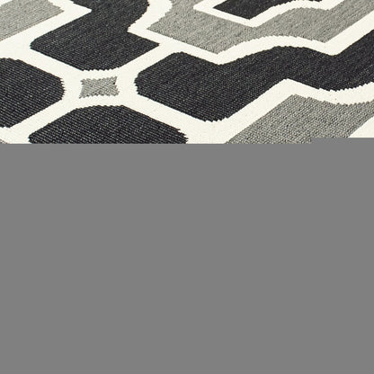 4' X 6' Black and Gray Geometric Stain Resistant Indoor Outdoor Area Rug