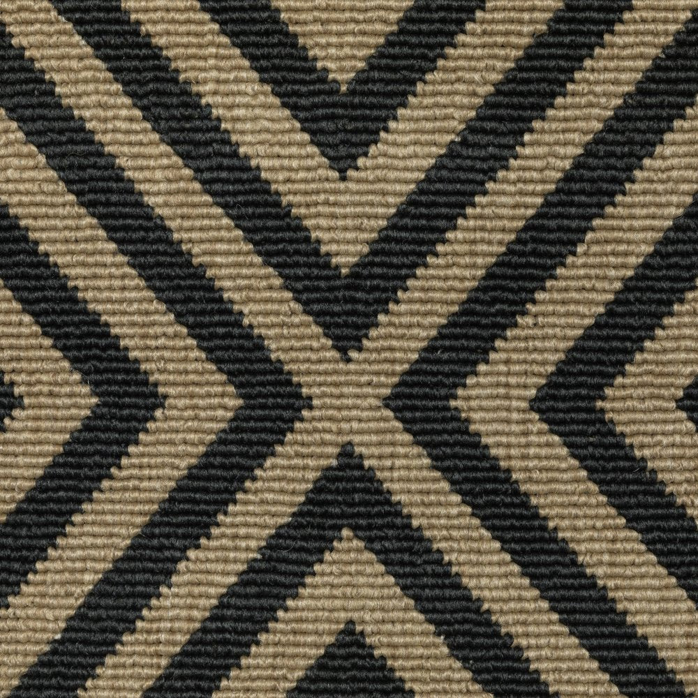 4' X 6' Black and Tan Geometric Stain Resistant Indoor Outdoor Area Rug
