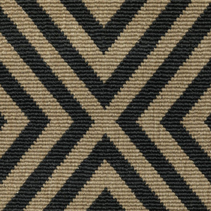 4' X 6' Black and Tan Geometric Stain Resistant Indoor Outdoor Area Rug