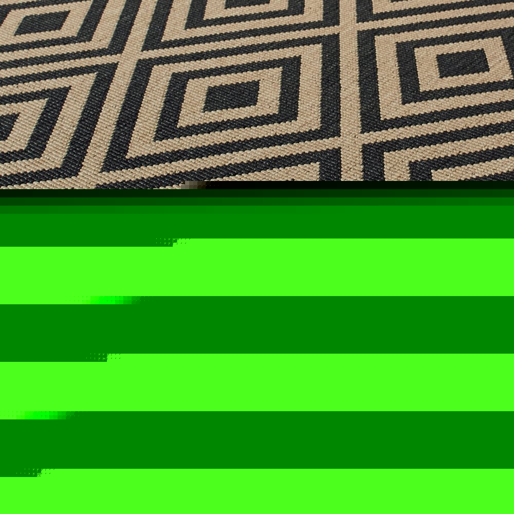 7' X 10' Black and Tan Geometric Stain Resistant Indoor Outdoor Area Rug