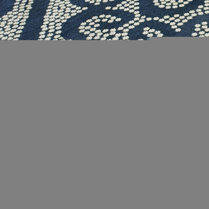 8' X 11' Blue and Ivory Geometric Stain Resistant Indoor Outdoor Area Rug