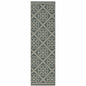 2' X 8' Gray and Ivory Geometric Stain Resistant Indoor Outdoor Area Rug