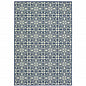 8' X 11' Ivory and Blue Geometric Stain Resistant Indoor Outdoor Area Rug