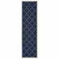 2' X 8' Blue and Ivory Geometric Stain Resistant Indoor Outdoor Area Rug