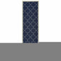 2' X 8' Blue and Ivory Geometric Stain Resistant Indoor Outdoor Area Rug
