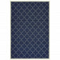 2' X 4' Blue and Ivory Geometric Stain Resistant Indoor Outdoor Area Rug