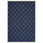 7' X 10' Blue and Ivory Geometric Stain Resistant Indoor Outdoor Area Rug
