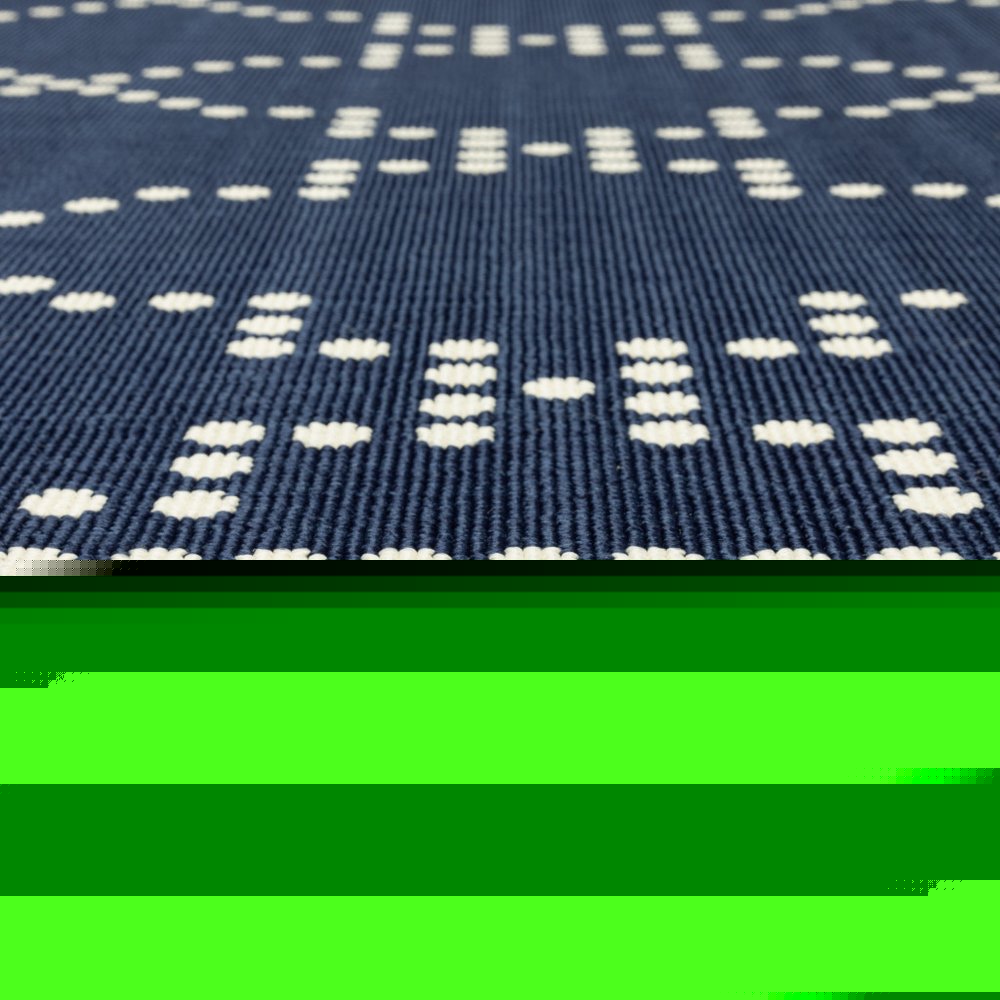 4' X 6' Blue and Ivory Geometric Stain Resistant Indoor Outdoor Area Rug