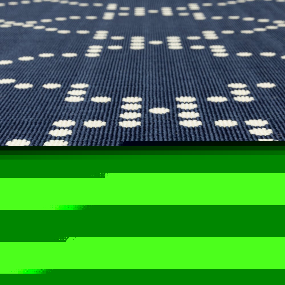 5' X 8' Blue and Ivory Geometric Stain Resistant Indoor Outdoor Area Rug