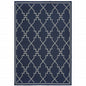 9' X 13' Blue and Ivory Geometric Stain Resistant Indoor Outdoor Area Rug