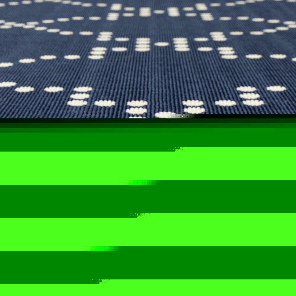 9' X 13' Blue and Ivory Geometric Stain Resistant Indoor Outdoor Area Rug