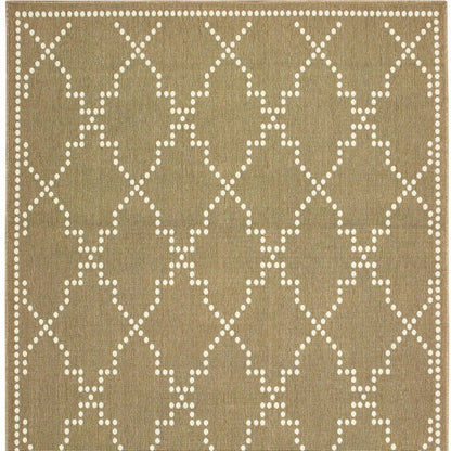 2' X 4' Tan Geometric Stain Resistant Indoor Outdoor Area Rug