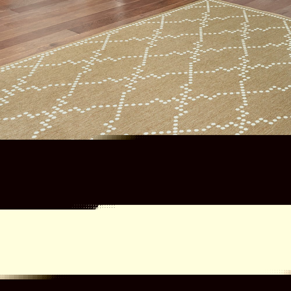 4' X 6' Tan Geometric Stain Resistant Indoor Outdoor Area Rug