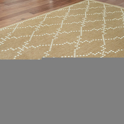 4' X 6' Tan Geometric Stain Resistant Indoor Outdoor Area Rug