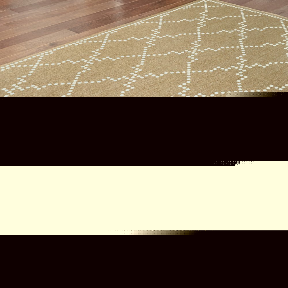 7' X 10' Tan Geometric Stain Resistant Indoor Outdoor Area Rug