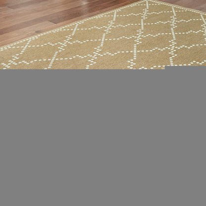 7' X 10' Tan Geometric Stain Resistant Indoor Outdoor Area Rug
