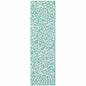2' X 8' Blue and Ivory Floral Stain Resistant Indoor Outdoor Area Rug