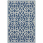 5' X 8' Blue and Ivory Geometric Stain Resistant Indoor Outdoor Area Rug