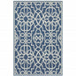 8' X 11' Blue and Ivory Geometric Stain Resistant Indoor Outdoor Area Rug