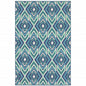 4' X 6' Blue and Ivory Geometric Stain Resistant Indoor Outdoor Area Rug