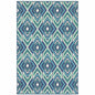 5' X 8' Blue and Ivory Geometric Stain Resistant Indoor Outdoor Area Rug