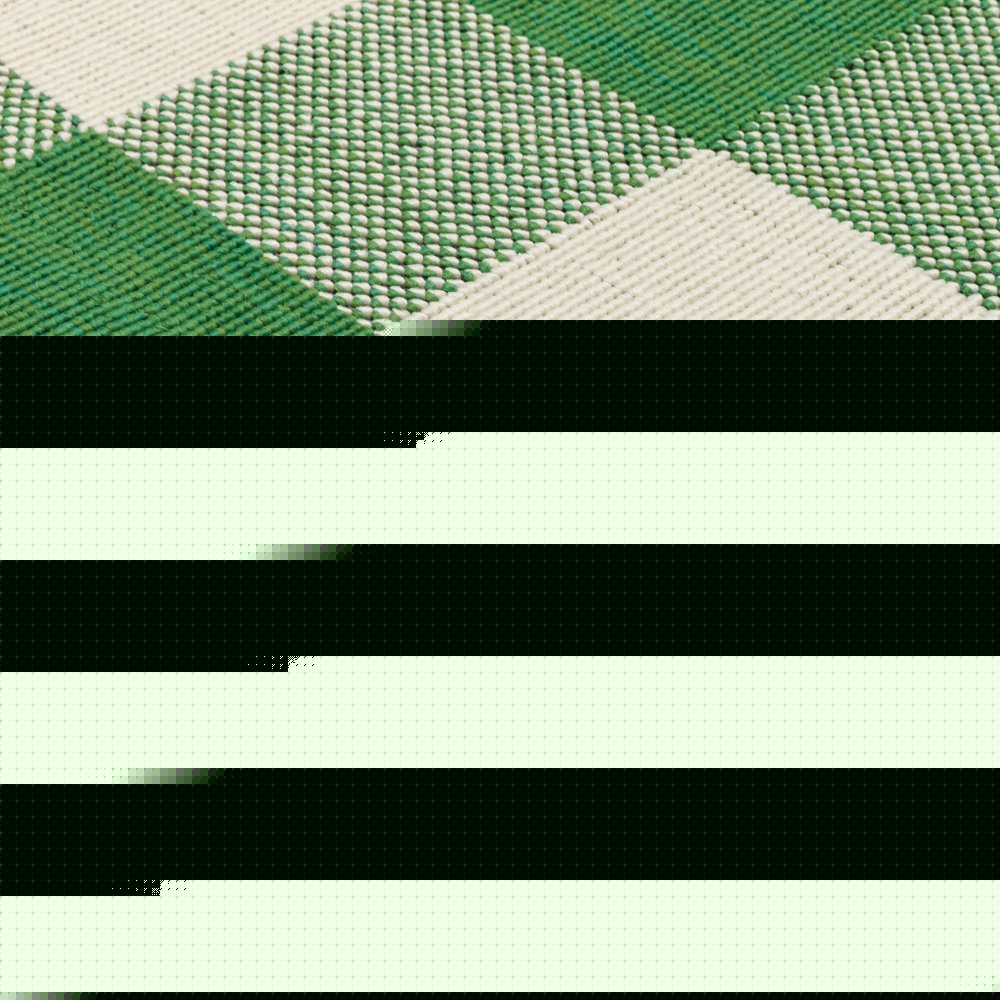 5' X 8' Green and Ivory Geometric Stain Resistant Indoor Outdoor Area Rug