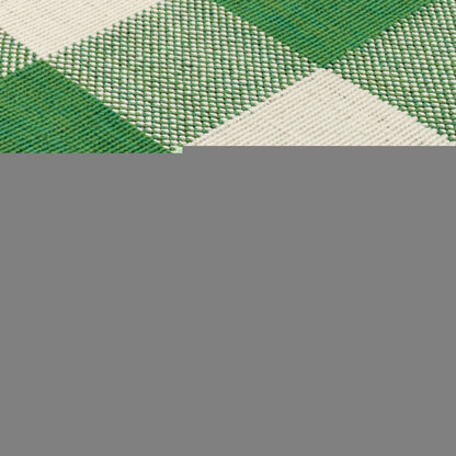 5' X 8' Green and Ivory Geometric Stain Resistant Indoor Outdoor Area Rug