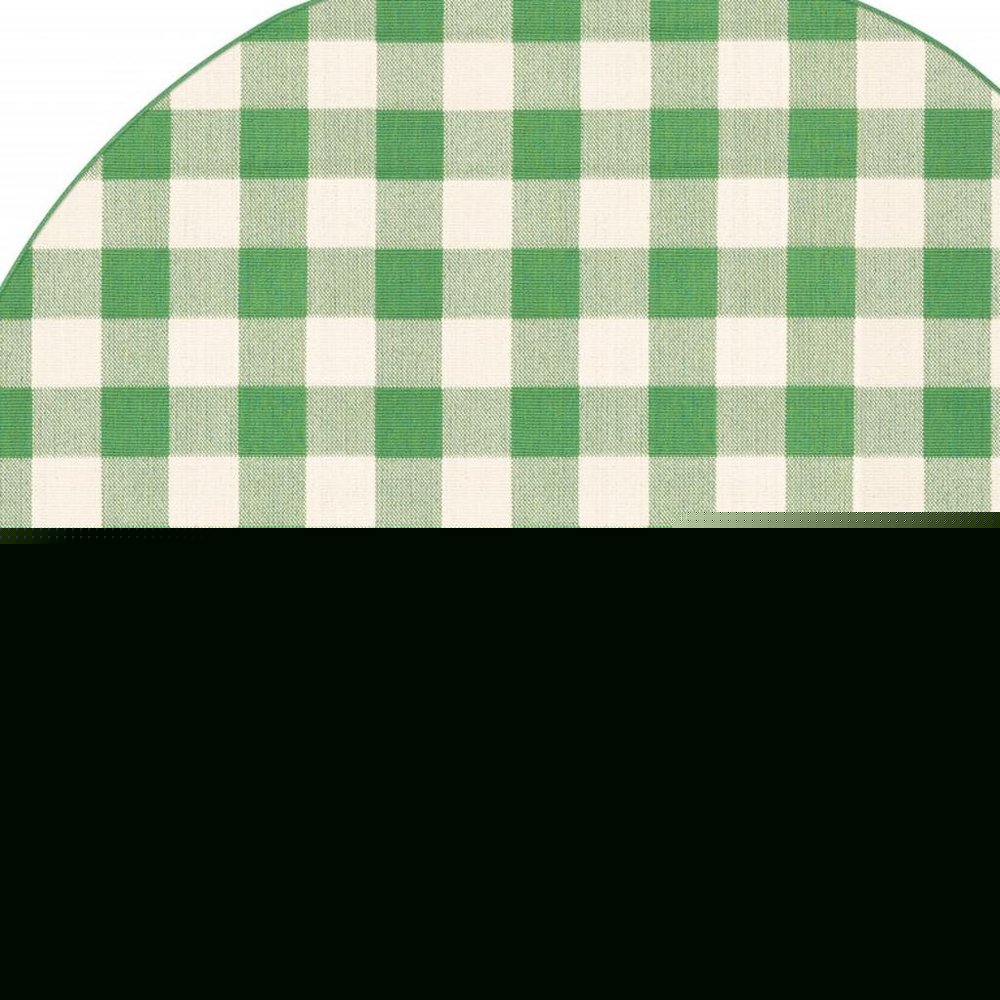 8' X 8' Green and Ivory Round Geometric Stain Resistant Indoor Outdoor Area Rug