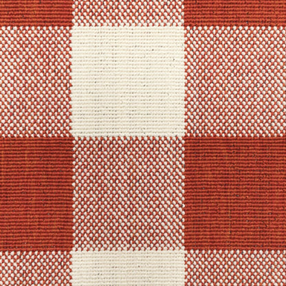 2' X 3' Red And Ivory Geometric Plaid Indoor Outdoor Area Rug