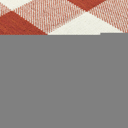 2' X 8' Red and Ivory Geometric Stain Resistant Indoor Outdoor Area Rug