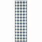 2' X 8' Blue and Ivory Geometric Stain Resistant Indoor Outdoor Area Rug
