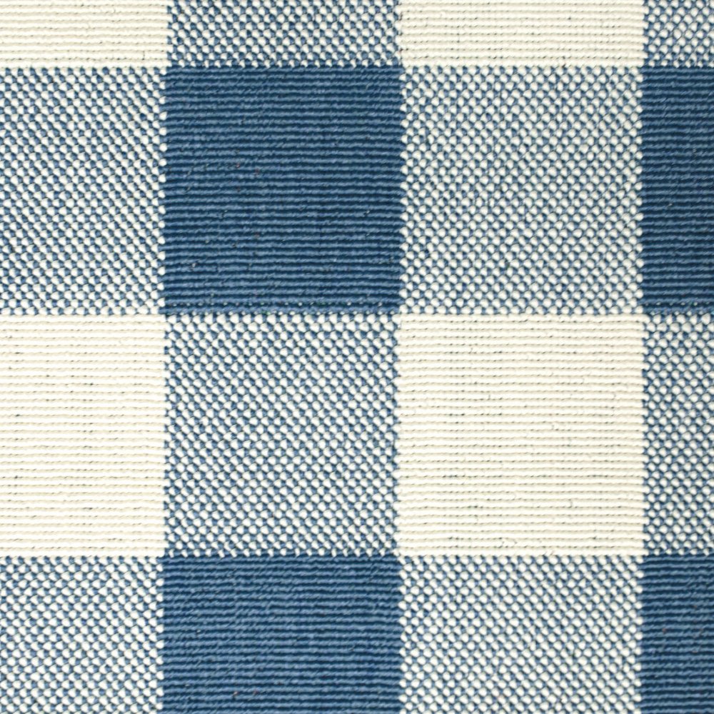 5' X 8' Blue and Ivory Geometric Stain Resistant Indoor Outdoor Area Rug
