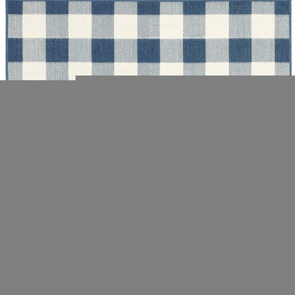 9' X 13' Blue and Ivory Geometric Stain Resistant Indoor Outdoor Area Rug