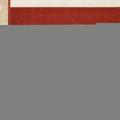 8' X 11' Red and Ivory Geometric Stain Resistant Indoor Outdoor Area Rug