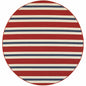 8' X 8' Red and Ivory Round Geometric Stain Resistant Indoor Outdoor Area Rug