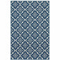 5' X 8' Blue and Ivory Floral Stain Resistant Indoor Outdoor Area Rug