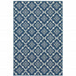 9' X 13' Blue and Ivory Floral Stain Resistant Indoor Outdoor Area Rug