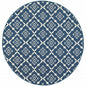 8' X 8' Blue and Ivory Round Floral Stain Resistant Indoor Outdoor Area Rug