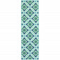 2' X 8' Blue and Green Geometric Stain Resistant Indoor Outdoor Area Rug