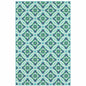 8' X 11' Blue and Green Geometric Stain Resistant Indoor Outdoor Area Rug