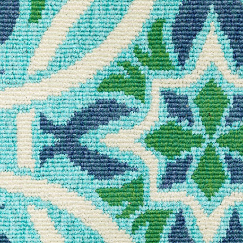 8' X 11' Blue and Green Geometric Stain Resistant Indoor Outdoor Area Rug