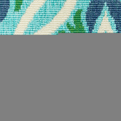 8' X 11' Blue and Green Geometric Stain Resistant Indoor Outdoor Area Rug
