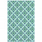 9' X 13' Blue and Green Geometric Stain Resistant Indoor Outdoor Area Rug