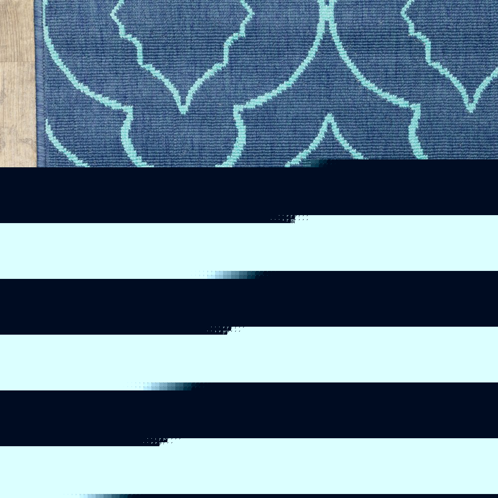 2' X 3' Blue Geometric Stain Resistant Indoor Outdoor Area Rug