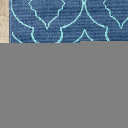2' X 3' Blue Geometric Stain Resistant Indoor Outdoor Area Rug