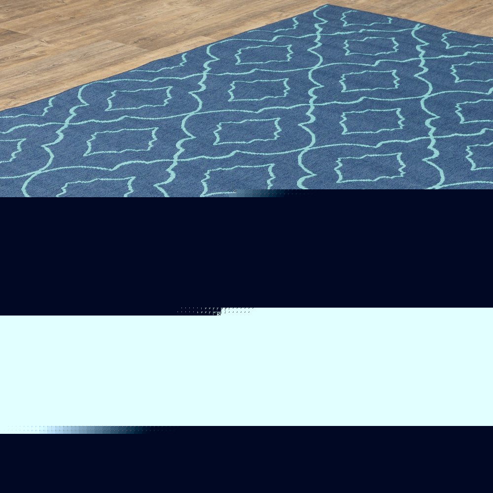 4' X 6' Blue Geometric Stain Resistant Indoor Outdoor Area Rug