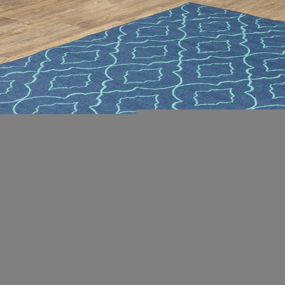 4' X 6' Blue Geometric Stain Resistant Indoor Outdoor Area Rug