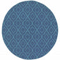 8' X 8' Blue Round Geometric Stain Resistant Indoor Outdoor Area Rug
