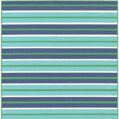 5' X 8' Blue and Green Geometric Stain Resistant Indoor Outdoor Area Rug