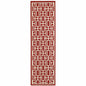 2' X 8' Red and Ivory Geometric Stain Resistant Indoor Outdoor Area Rug
